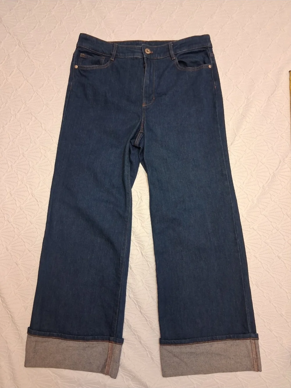 J. Jill Woman Blue Denim Jeans with Orange Stitching And Size 12 And High Rise